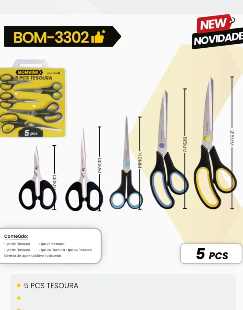 5 PCS TESOURA -BOM-3302