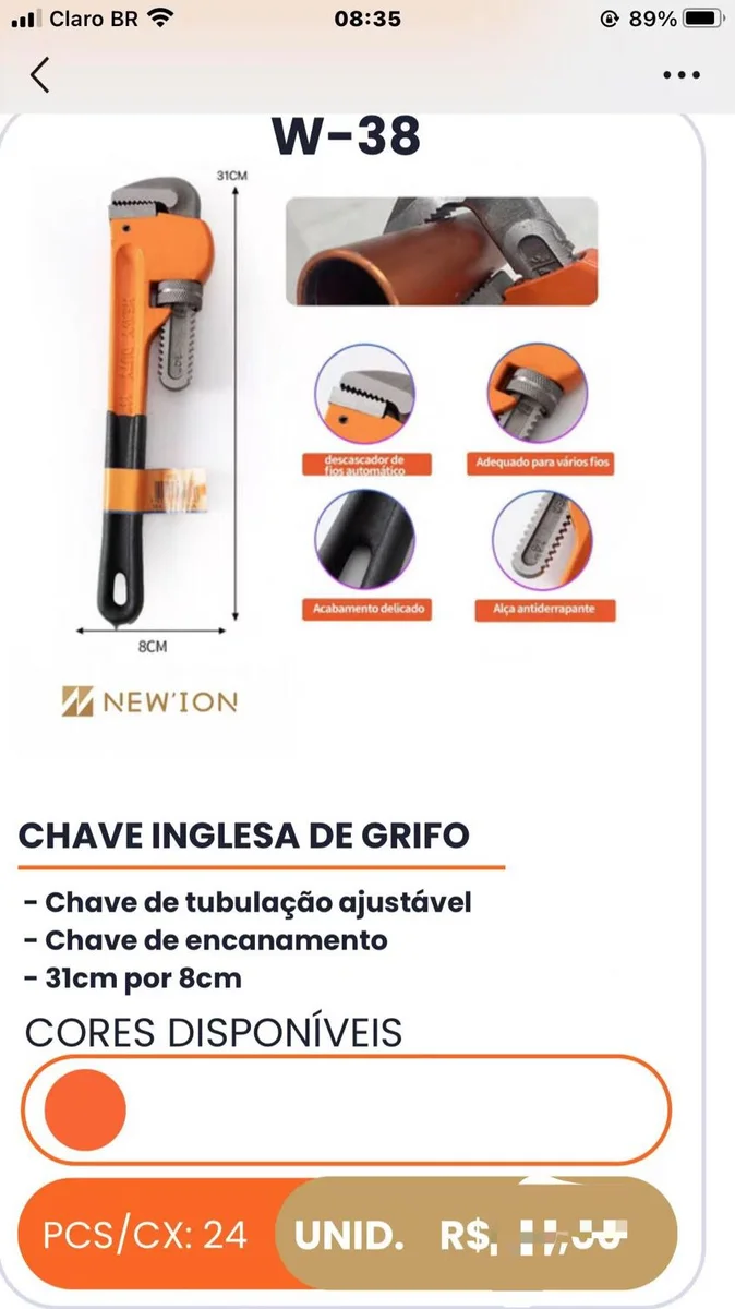 CHAVE INGLESA DE GRIFO - W-38 CHAVE INGLESA DE GRIFO - W-38