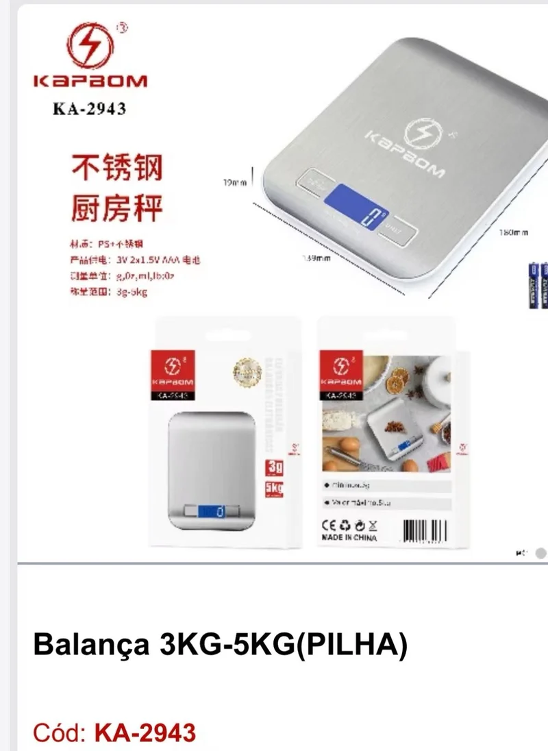 BALANCA 3KG-5KG (PILHA) - KA-2943 BALANCA 3KG-5KG (PILHA) - KA-2943