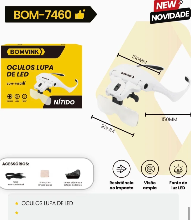 ÓCULOS LUPA DE LED-BOM-7460