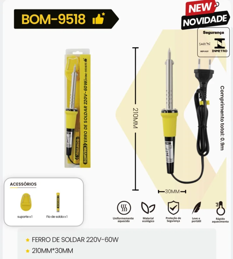 FERRO DE SOLDAR 220V-60W-BOM- FERRO DE SOLDAR 220V-60W-BOM-
