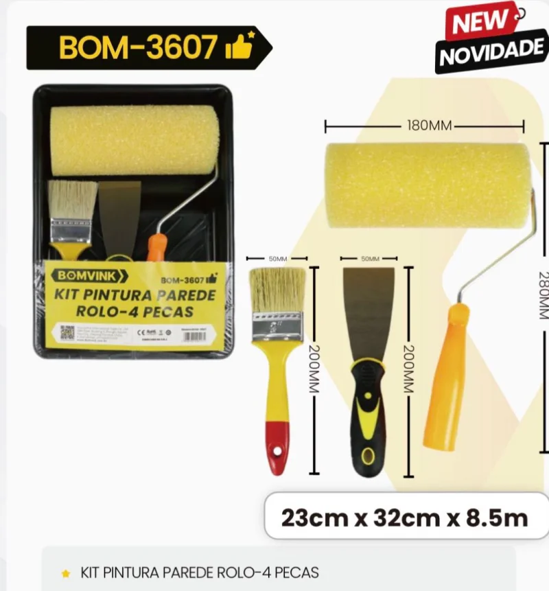 KIT PINTURA PAREDE ROLO- 4PECAS-BOM-3607 KIT PINTURA PAREDE ROLO- 4PECAS-BOM-3607